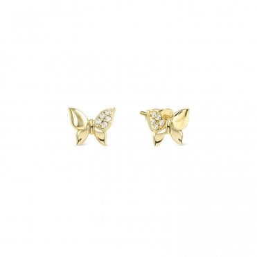 Petit Sparkle Gold Plated Butterfly Stud Earrings