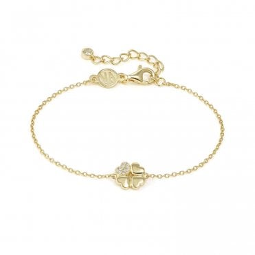 Petit Sparkle Gold Plated Clover Bracelet