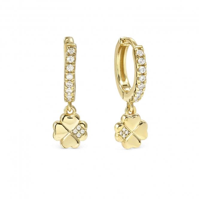 NOMINATION ITALY Petit Sparkle Gold Plated Clover Drop Earrings