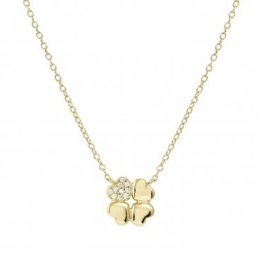 Petit Sparkle Gold Plated Clover Necklace