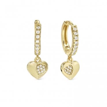 Petit Sparkle Gold Plated Heart Drop Earrings
