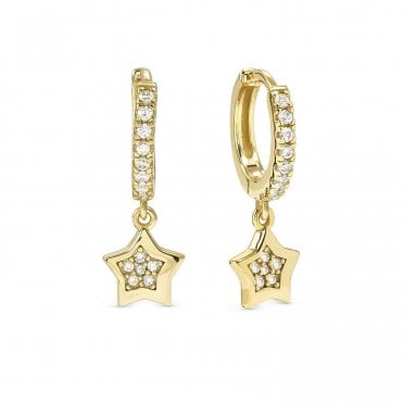 Petit Sparkle Gold Plated Star Drop Earrings
