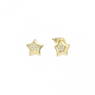 Petit Sparkle Gold Plated Star Stud Earrings