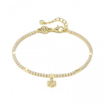 Petit Sparkle Gold Plated Tennis Flower Bracelet