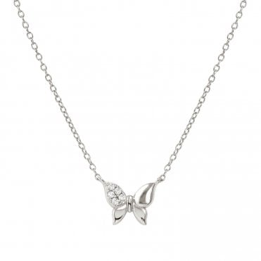 Petit Sparkle Silver Butterfly Necklace