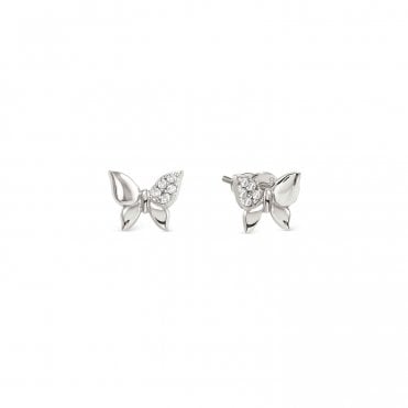 Petit Sparkle Silver Butterfly Stud Earrings
