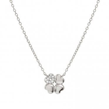 Petit Sparkle Silver Clover Necklace