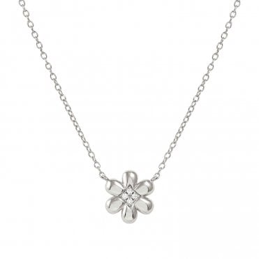 Petit Sparkle Silver Flower Necklace