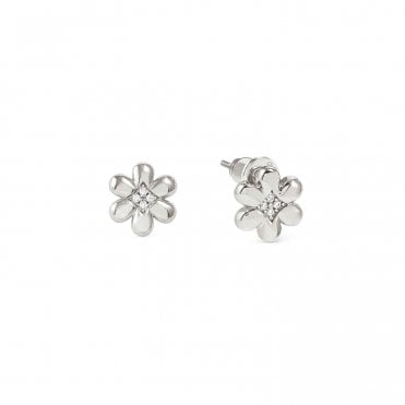 Petit Sparkle Silver Flower Stud Earrings