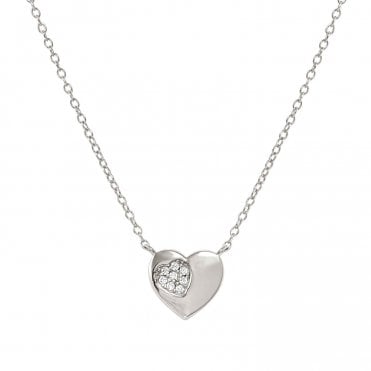 Petit Sparkle Silver Heart Necklace