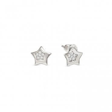 Petit Sparkle Silver Star Stud Earrings