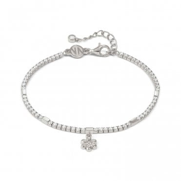 Petit Sparkle Silver Tennis Flower Bracelet