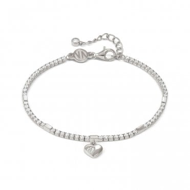 Petit Sparkle Silver Tennis Heart Bracelet
