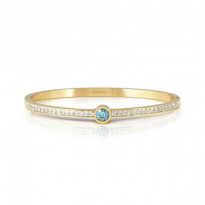 NOMINATION ITALY Pretty Bangles Gold Plated White and Blue CZ Centre Stone Bangle