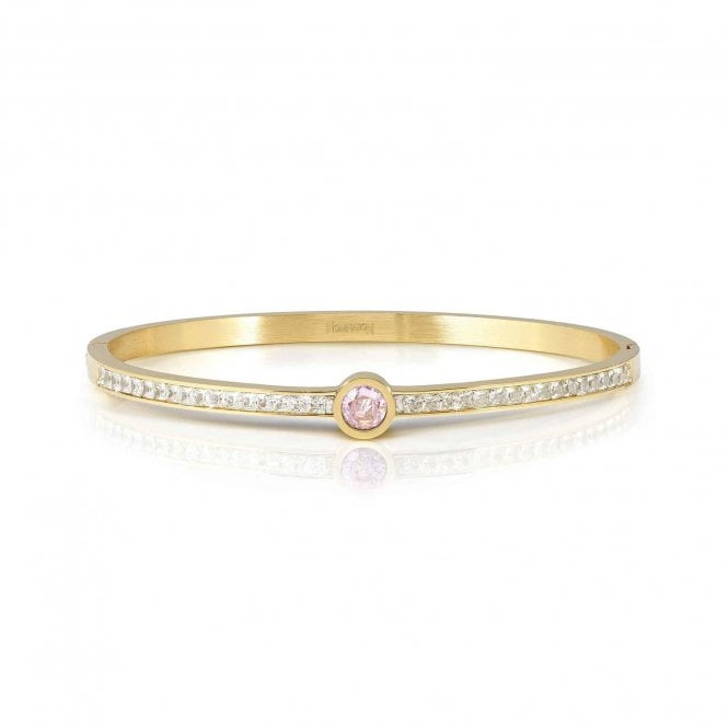 NOMINATION ITALY Pretty Bangles Gold Plated White and Pink CZ Centre Stone Bangle