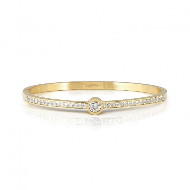 NOMINATION ITALY Pretty Bangles Gold Plated White CZ Centre Stone Bangle