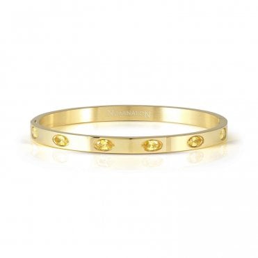 Pretty Bangles Gold Plated Yellow CZ Oval Stone Bangle