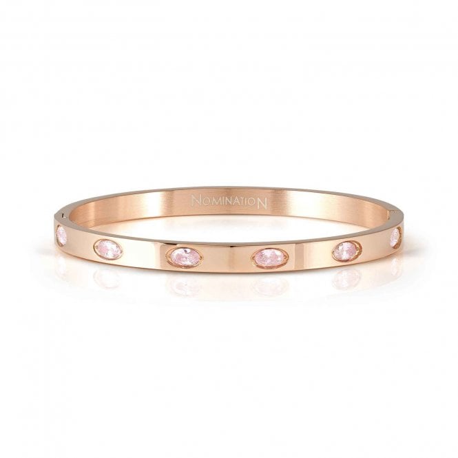NOMINATION ITALY Pretty Bangles Rose Gold Plated Pink CZ Oval Stone Bangle