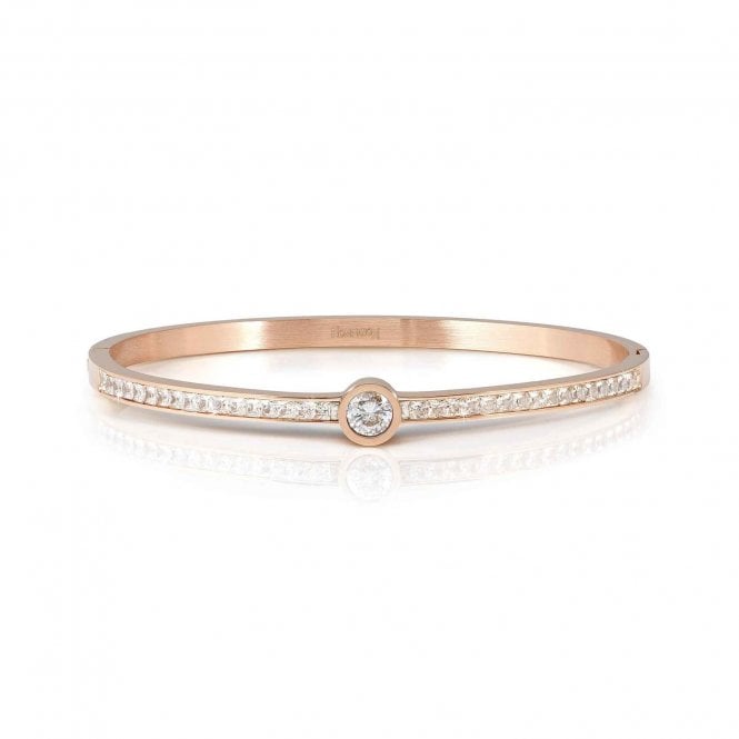 NOMINATION ITALY Pretty Bangles Rose Gold Plated White CZ Centre Stone Bangle