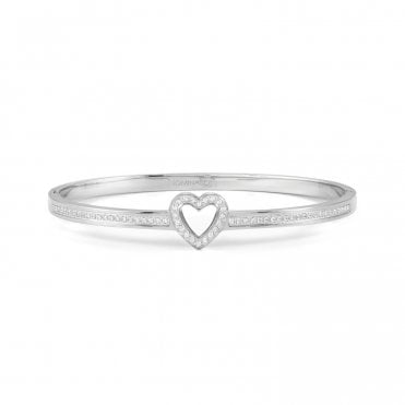 Pretty Bangles Silver CZ Heart Bangle