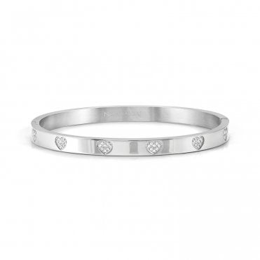 Pretty Bangles Silver CZ Heart Bangle