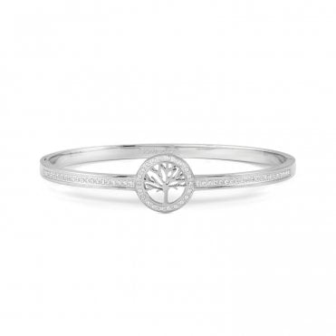 Pretty Bangles Silver CZ Tree of Life Bangle