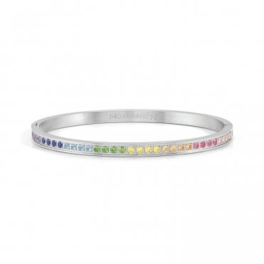 Pretty Bangles Silver Rainbow CZ Small Bangle