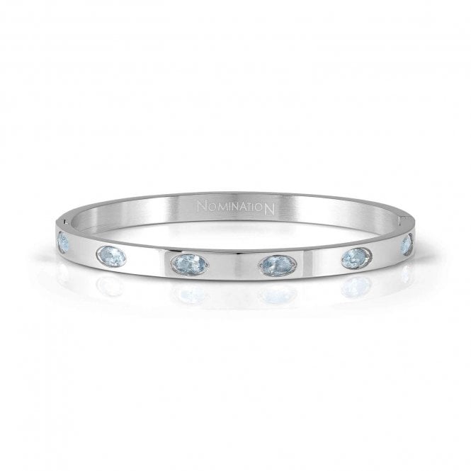 NOMINATION ITALY Pretty Bangles Stainless Steel Blue CZ Oval Stone Bangle