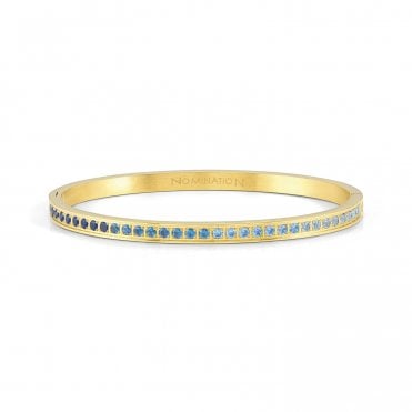 Pretty Bangles Yellow Gold Blue CZ Bangle