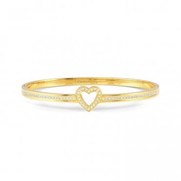 Pretty Bangles Yellow Gold CZ Heart Bangle