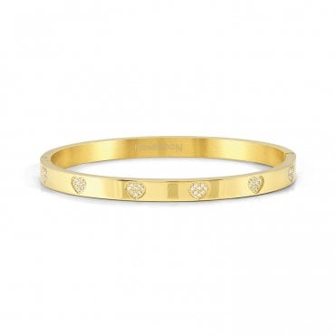 Pretty Bangles Yellow Gold CZ Heart Bangle
