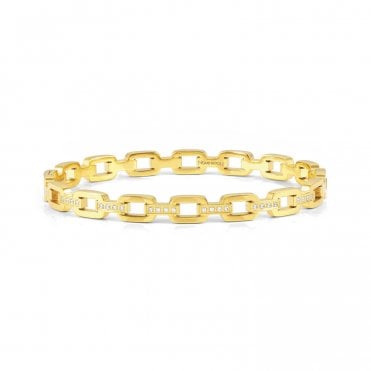 Pretty Bangles Yellow Gold CZ Link Bangle