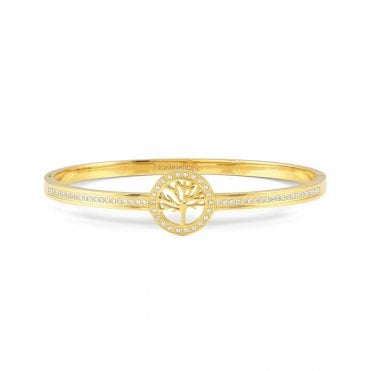 Pretty Bangles Yellow Gold CZ Tree of Life Bangle