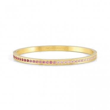 Pretty Bangles Yellow Gold Pink CZ Bangle