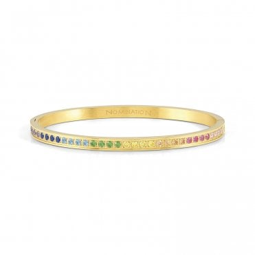 Pretty Bangles Yellow Gold Rainbow CZ Bangle