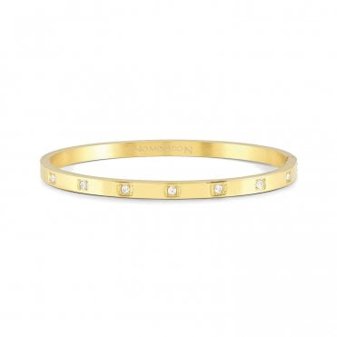 Pretty Bangles Yellow Gold Square CZ Bangle