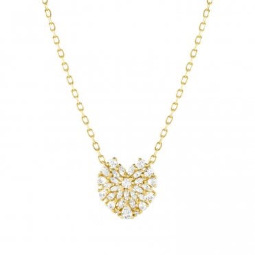 Ray of Light CZ Gold Heart Necklace