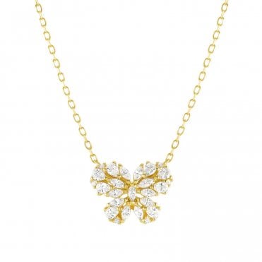 Ray of Light CZ Gold Small Butterfly Necklace