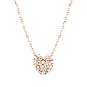 Ray of Light Rose Gold CZ Small Heart Necklace