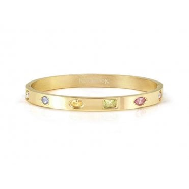 Satinshine Gold Plated Multicoloured Mixed Cut Pretty Bangle