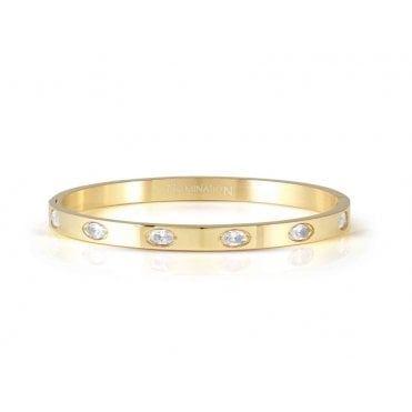 Satinshine Gold Plated Oval CZ Pretty Bangle