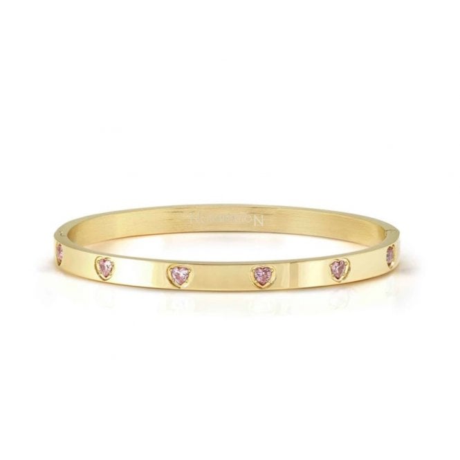 NOMINATION ITALY Satinshine Gold Plated Pink CZ Heart Pretty Bangle