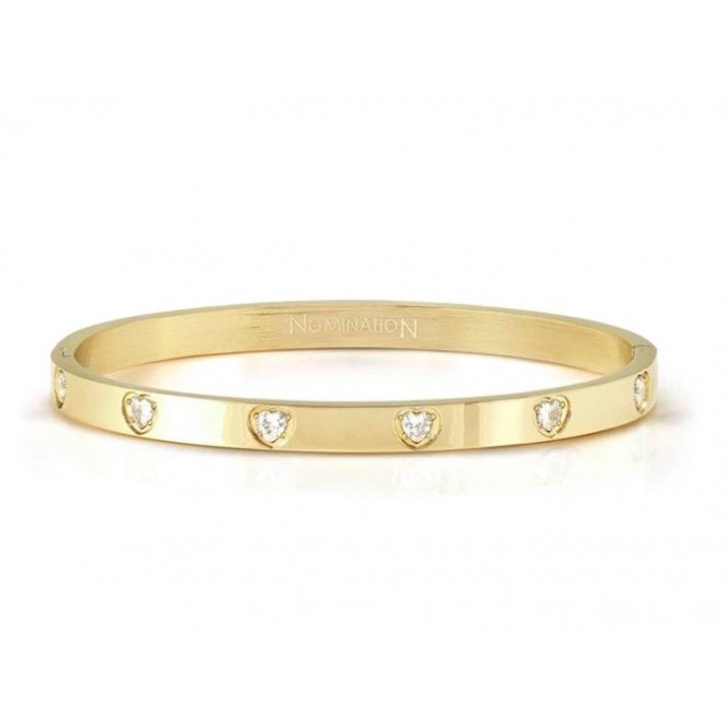 NOMINATION ITALY Satinshine Gold Plated White CZ Heart Pretty Bangle