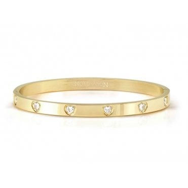 Satinshine Gold Plated White CZ Heart Pretty Bangle