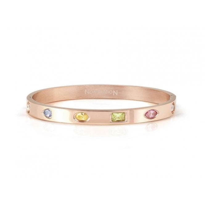 NOMINATION ITALY Satinshine Rose Gold Plated Multicoloured Mixed Cut Pretty Bangle