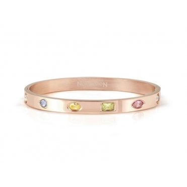 Satinshine Rose Gold Plated Multicoloured Mixed Cut Pretty Bangle