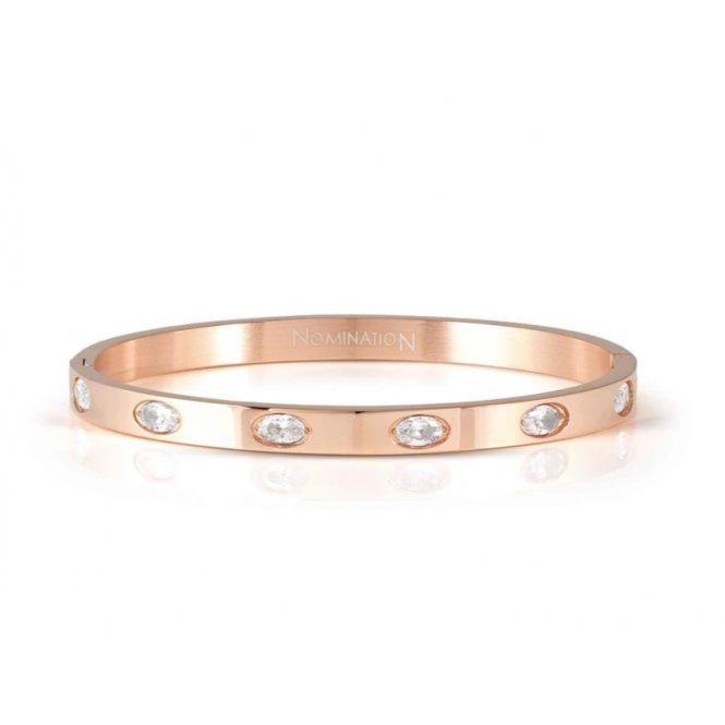 NOMINATION ITALY Satinshine Rose Gold Plated Oval CZ Pretty Bangle