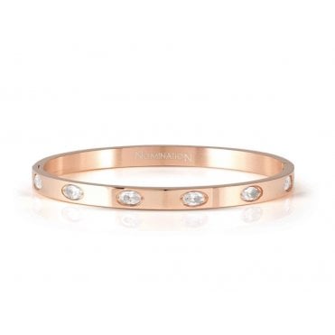 Satinshine Rose Gold Plated Oval CZ Pretty Bangle