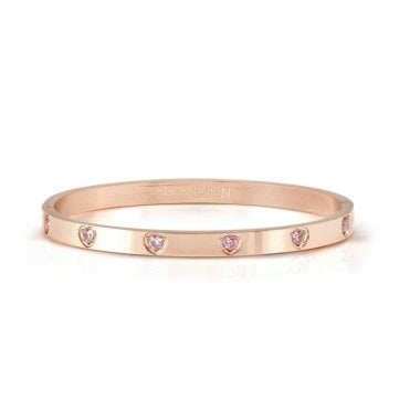 Satinshine Rose Gold Plated Pink CZ Heart Pretty Bangle