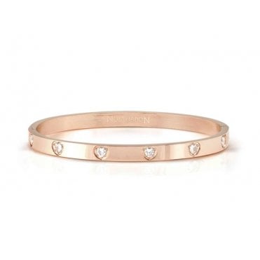 Satinshine Rose Gold Plated White CZ Heart Pretty Bangle